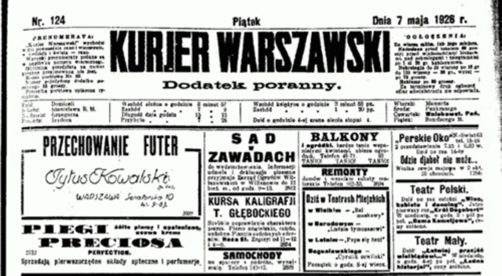 1 stycznia 1821 roku ukazał się pierwszy numer Kuriera Warszawskiego