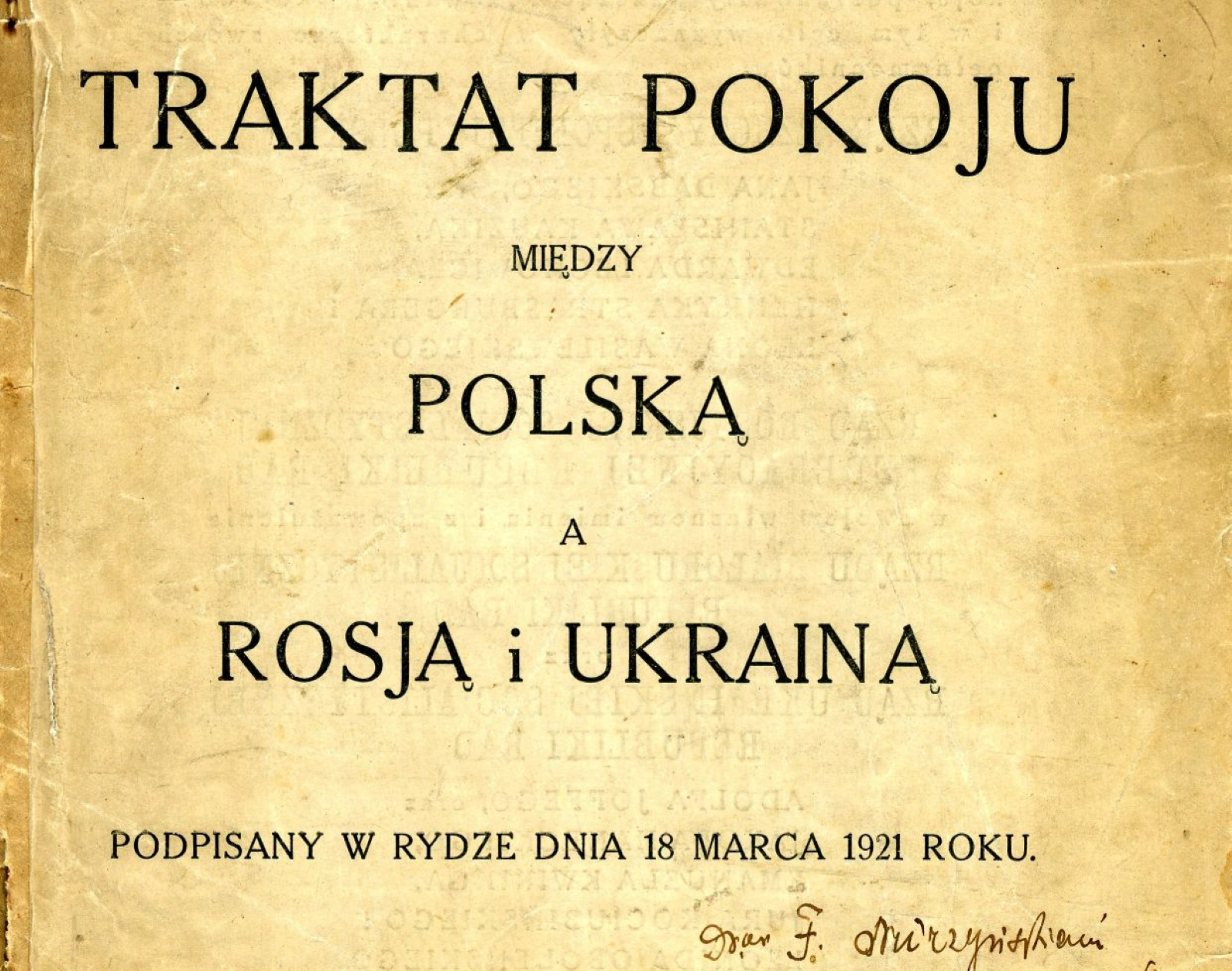18 marca 1921 roku podpisano traktat Ryski